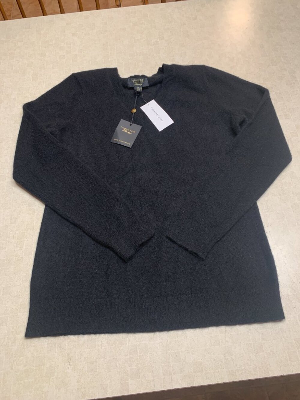 Charter Club Luxury 100% Cashmere V-Neck Sweater Black Women’s M